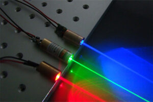 blue and red laser