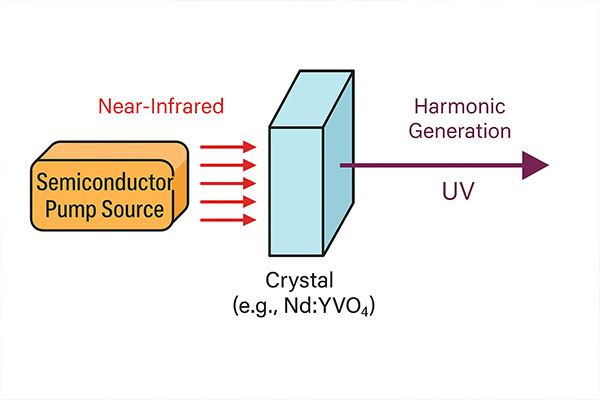 semiconductor pump source excite a crystal