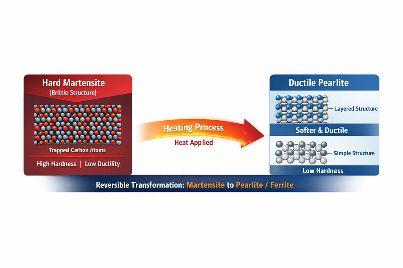 from hard Martensite to softer Pearlite