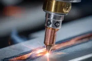 filler wire being fed into a laser brazing process