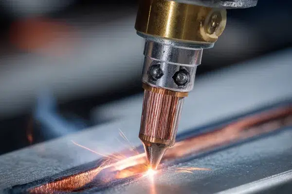 filler wire being fed into a laser brazing process
